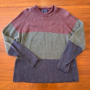 John Ashford Vintage 90s Colorblock Roll neck  Sweater Cozy Knit